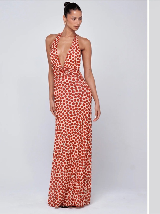 RESA Dresses & Skirts - RESA Chelsea Halter Tie Back Maxi Dress in Campari | Size Small